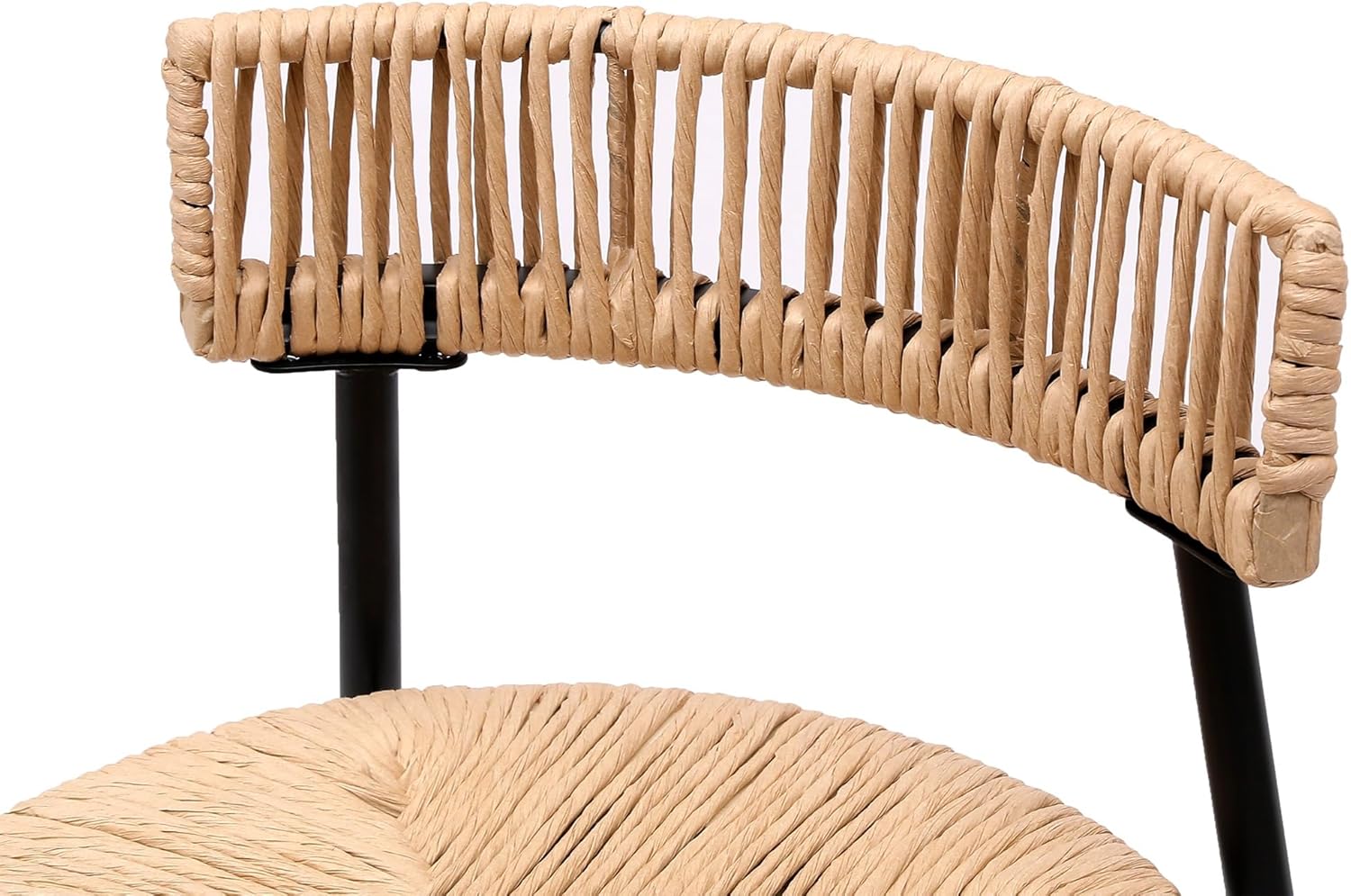 Counter Stools Set of 2 Handwoven Paper Rope Bar Stools Boho Round Dining Pub Chairs,for The Kitchen
