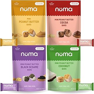 Mini Peanut Butter Bars Variety Pack – Vegan, High Protein, Low Sugar, Low Calorie, All Natural, Gluten Free – Crunchy Plant Based Snack – 4 Bags with 8 Individually Wrapped Pieces