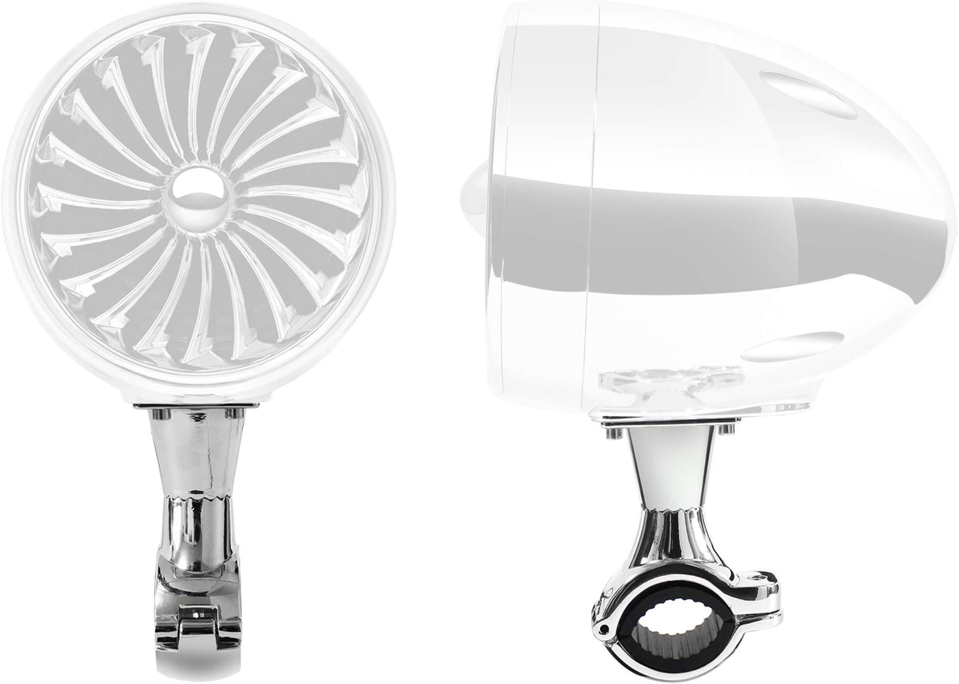 GoHawk Set of 2pcs(1Pair) 7/8 to 1 in. Handlebar Mounting Clamp Powersports Speakers AJ4 / AN4 / TJ4 / TN4 / AS5 / TS5 Series (Chrome)