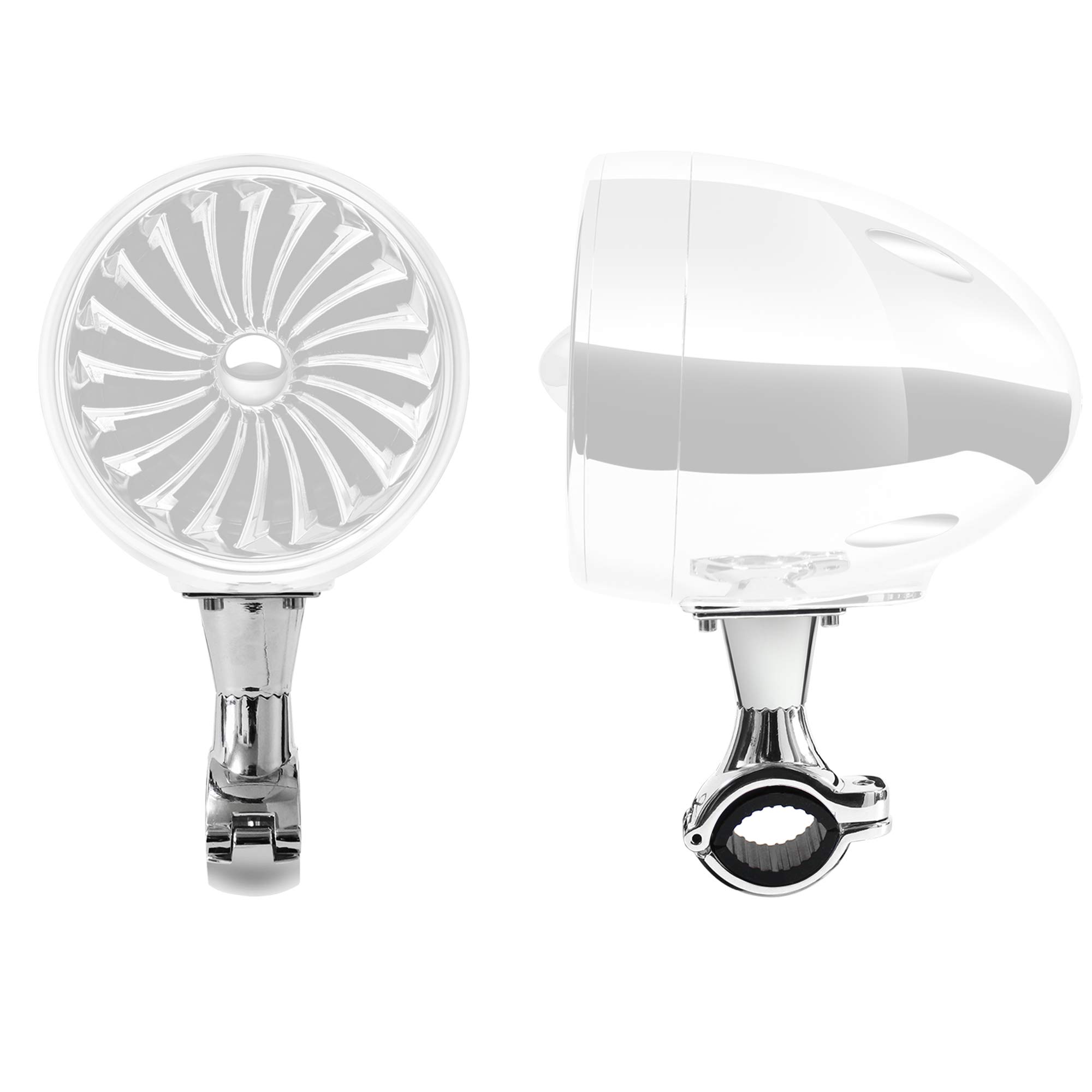 GoHawk Set of 2pcs(1Pair) 7/8 to 1 in. Handlebar Mounting Clamp Powersports Speakers AJ4 / AN4 / TJ4 / TN4 / AS5 / TS5 Series (Chrome)