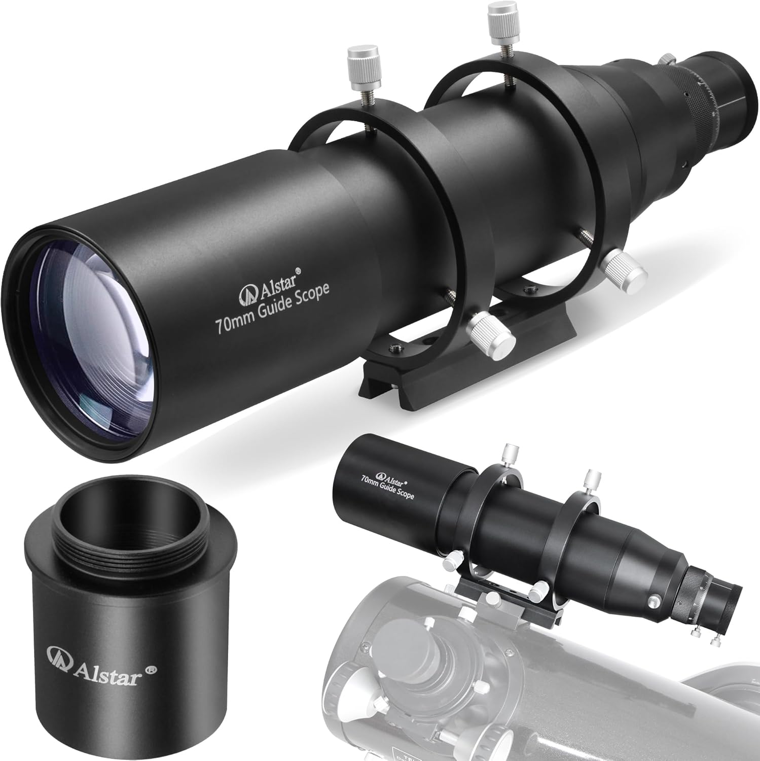 Alstar 70mm Compact Deluxe Finderscope - Bundle with - C Mount to 1.25" Adapter