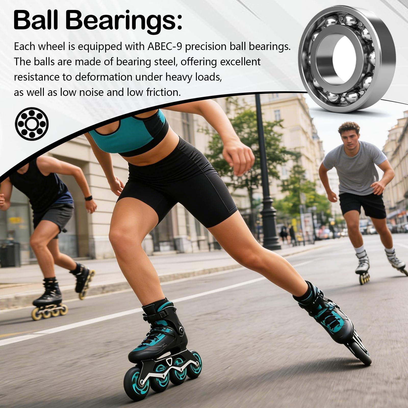 8 Piezas Ruedas Patin en Linea con Rodamiento ABEC9, 76mm/ 80mm Ruedas para Patines en Línea, Rueda de Repuesto para Patin en Linea Interior o Exterior para K2 Hudora Gonex Apollo (76mm)