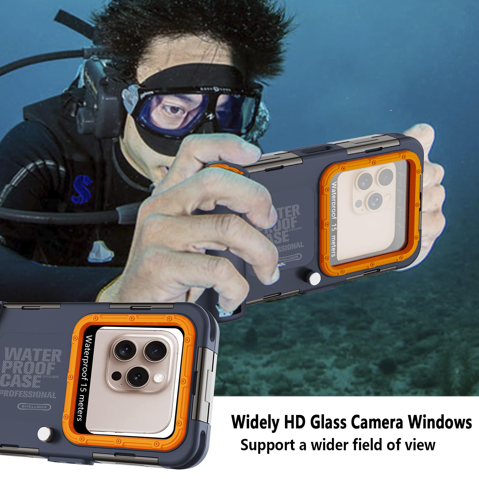Funda universal de buceo submarino para teléfonos de 4.7 a 4.9 pulgadas (botón de volumen a la izquierda), compatible con iPhone 16/15/14/13 Series, fundas impermeables profesionales de buceo