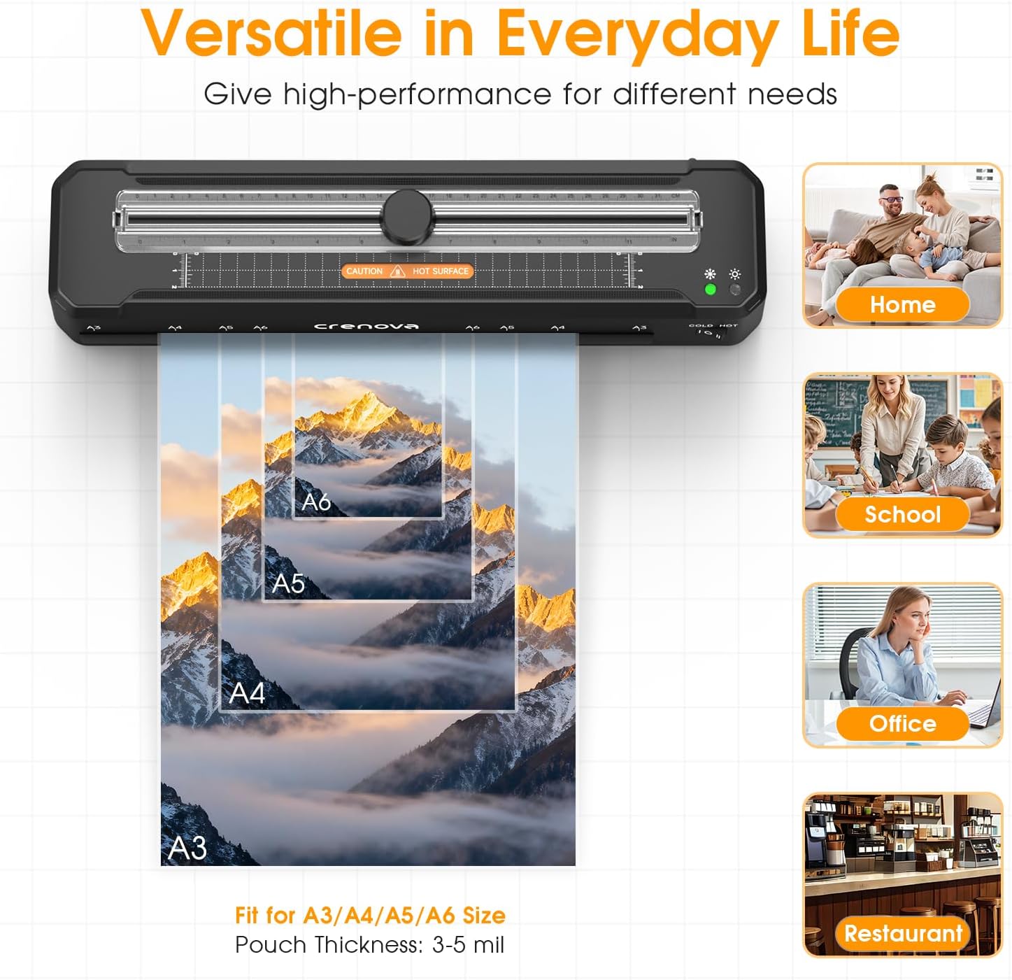 Crenova Laminator Machine with 12 Laminating Sheets, A3 Laminating Machine Hot & Cold with Trimmer Corner Rounder, Fast Warm Technology, 13-Inch Laminator for Home Office School Business (A3-12PCS)