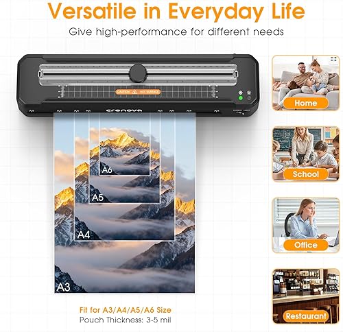 Vista 6 de Crenova Máquina laminadora con 12 hojas de laminación, máquina laminadora A3 caliente y fría con recortadora de esquina, tecnología de calentamiento
