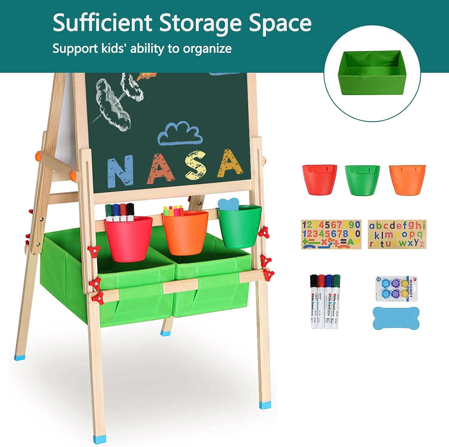 CIRO Toys Wooden Standing Easel, Art Easel for Kids Aged 3+, Double-Sided, Height-Adjustable : Toys & Games