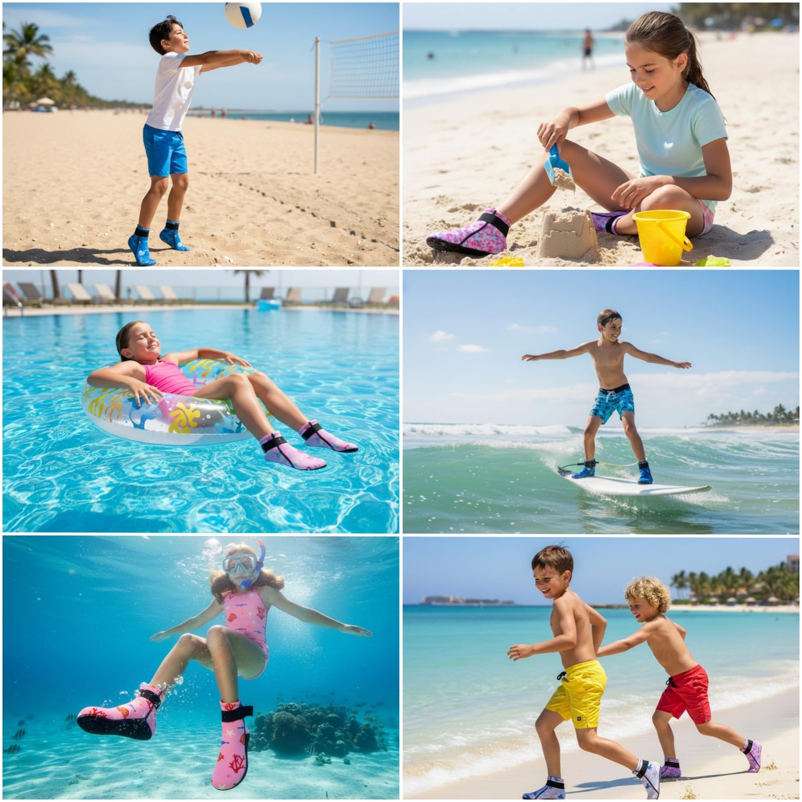 Gogokids Calzini Neoprene da 3 mm per Bambini, Calze Termiche Antiscivolo, Calze Piscina per Ragazzi Ragazze, Calze Snorkeling per Surf Kayak Nuoto Immersioni Sport Acquatici