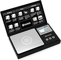 Vista 8 de MAXUS - Báscula de bolsillo digital de gramos 500 g x 0,01 g de alta precisión con bandeja, pesa alimentos pequeños, joyas, onzas, granos, pantalla