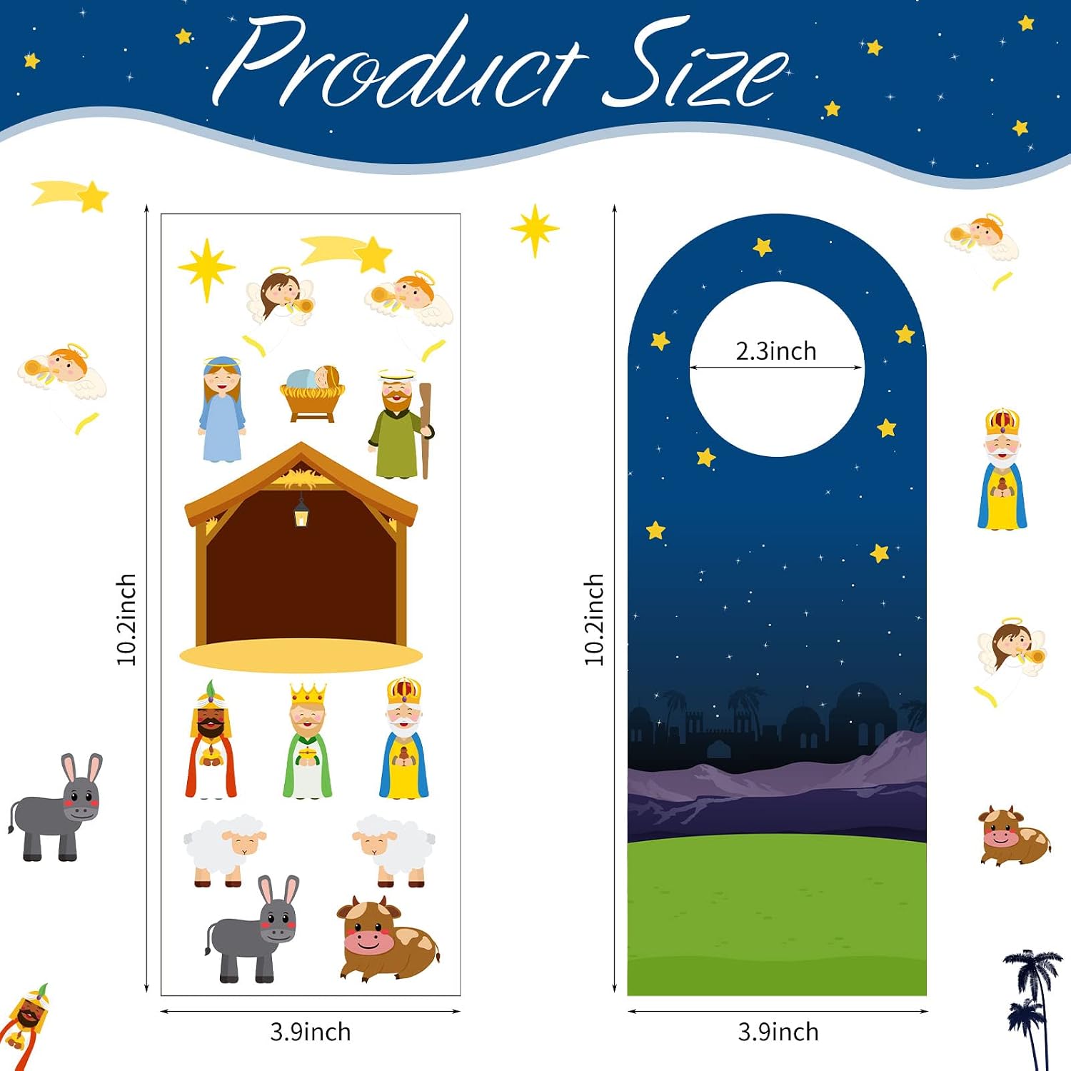Faccito 48 Pcs Make a Nativity Scene Stickers Christmas Door Hanging Stickers Decoration Craft Kit DIY Door Knob Sign Hangers Jesus Nativity Craft for Bible Church Education Toys Game Supplies image 2