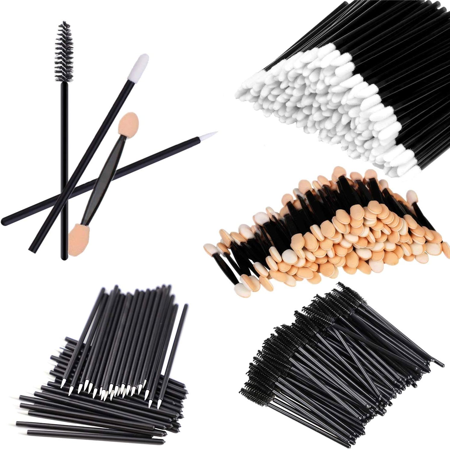 Asnta 200 Pcs Disposable Makeup Applicator Double Eyeshadow Brush - Disposable Eyelash Brush and Lipstick Applicator and Eyeliner Brush Makeup Set