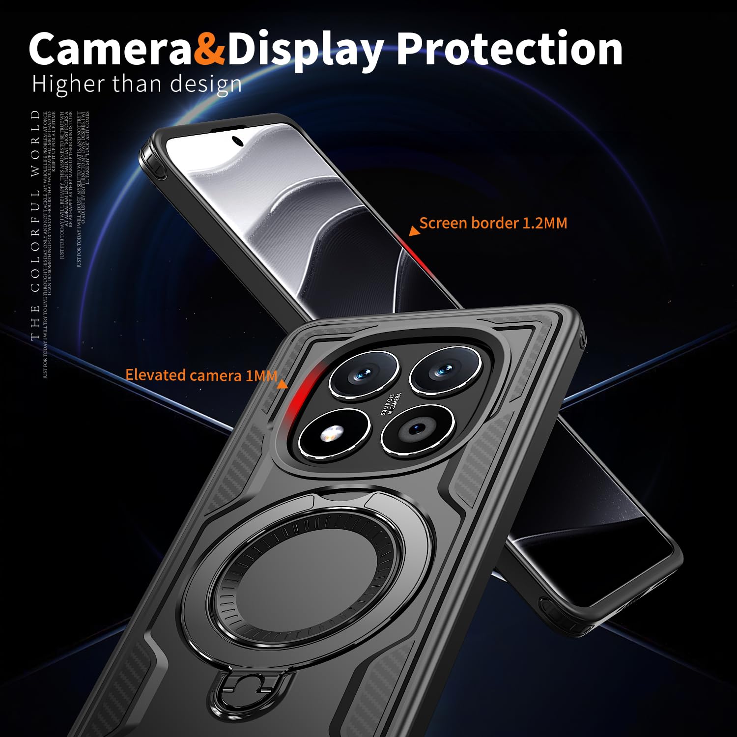 PanXCase Cover per Xiaomi Redmi Note 14 Pro Plus Pro+ 5G - Custodia Militare Supporto Anello Metallo Ruotabile 360° Magnetica Military Armor Antiurto Protezione Case (Red