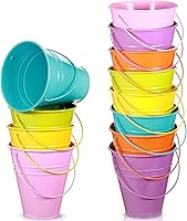 Vista 13 de Sadnyy 12 paquetes de cubos de metal con asa, cubo galvanizado de 4.5 x 5 pulgadas, cesta para suministros de fiesta, manualidades para Navidad