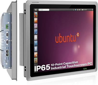 19 inches Industrial Embedded Panel PC,Ubuntu 22.04 LTS,IP65 Capacitive Industrial Touchscreen Panel,Fanless All-in-One Computer,for Edge computing,HMI,SCADAi5-7200U,8GB RAM 256GB SSD