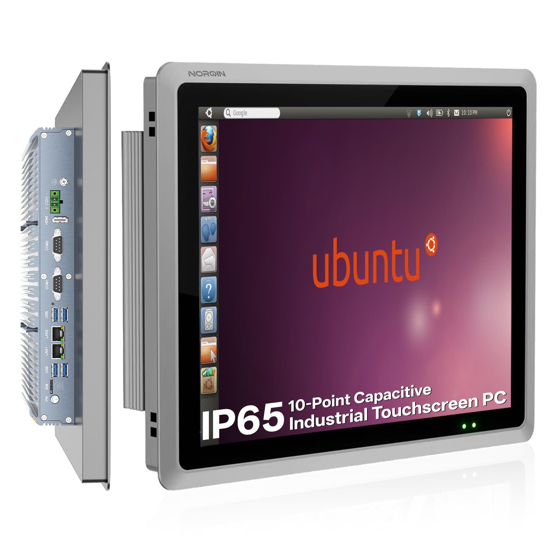19 pollici Panel PC Industriale Embedded,Ubuntu 22.04 LTS,Touchscreen Capacitivo IP65,All-in-One Fanless Industrial Computer con 6 COM,2 RJ45,HDMI per Automazione(i7-7500U,8GB RAM,256GB SSD)