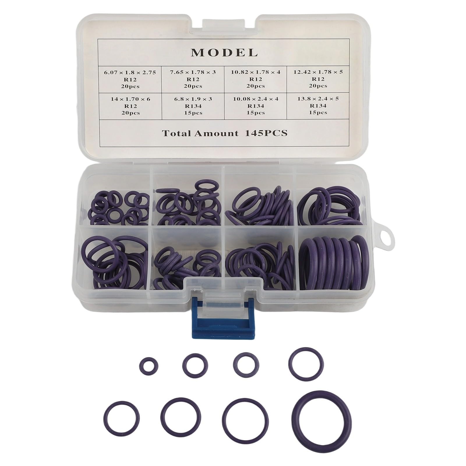 Joint torique violet Glarks : kit de 120 pièces en 8 tailles pour réparation