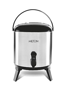 Milton Stellar 5 Thermosteel Water Jug, 4.6 litres, Silver | PU Insulated | Hot & Cold | Sturdy Base | Hygienic | Odour Free