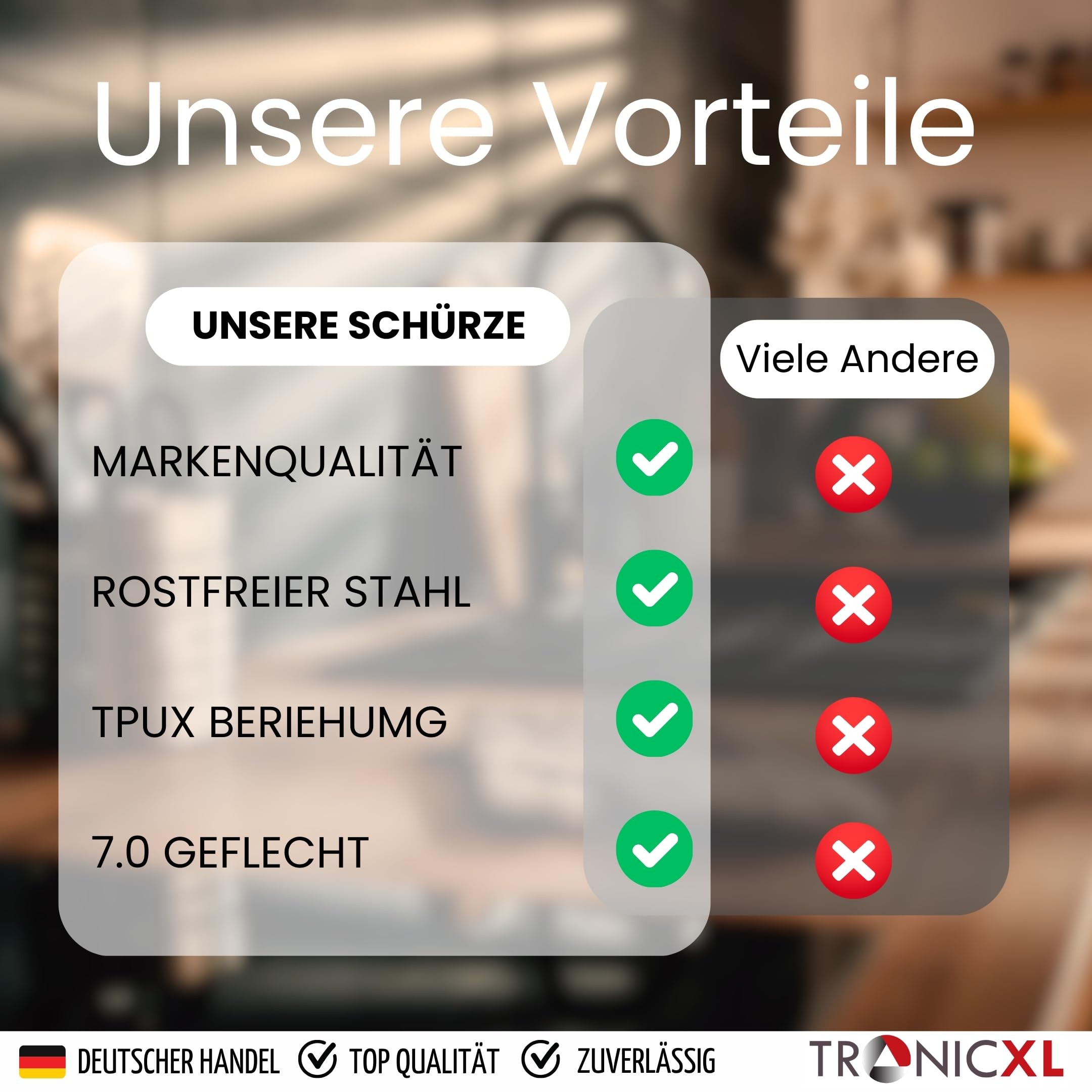 TronicXL 80 x 55 cm Stechschutzschürze Schürze mit Stechschutz Stichschutz Kettenhemd Schnittschutzschürze aus Edelstahl Kochschürze Metzgerschürze Fleischer