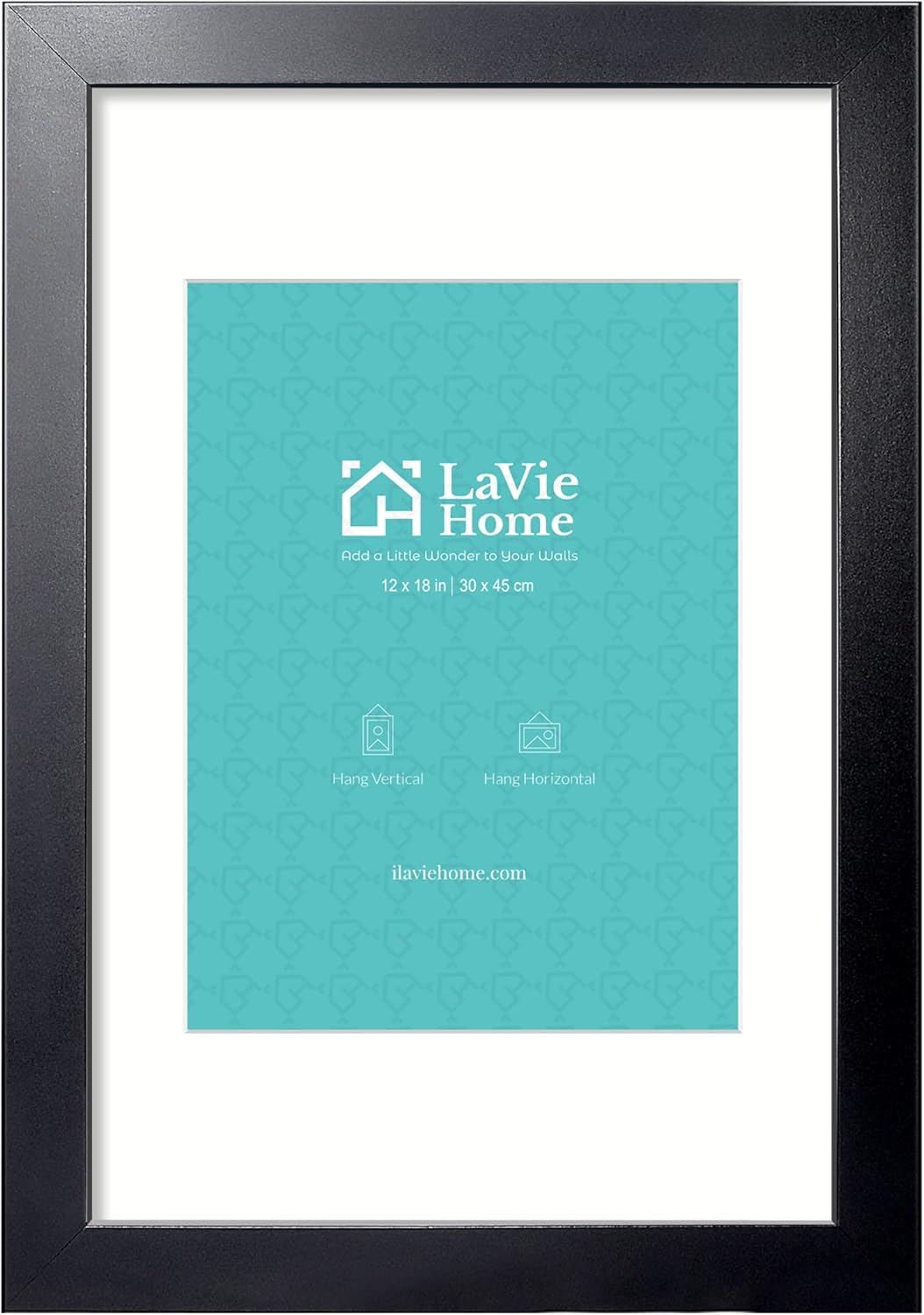 LaVie Home 12x18 Picture Frame Black Poster Frame,Display Pictures 9x12 with Mat or 12x18 Without Mat, Stable and Sturdy Frame and Polished Plexiglass, Horizontal and Vertical Format of The Walls 12x18 Black