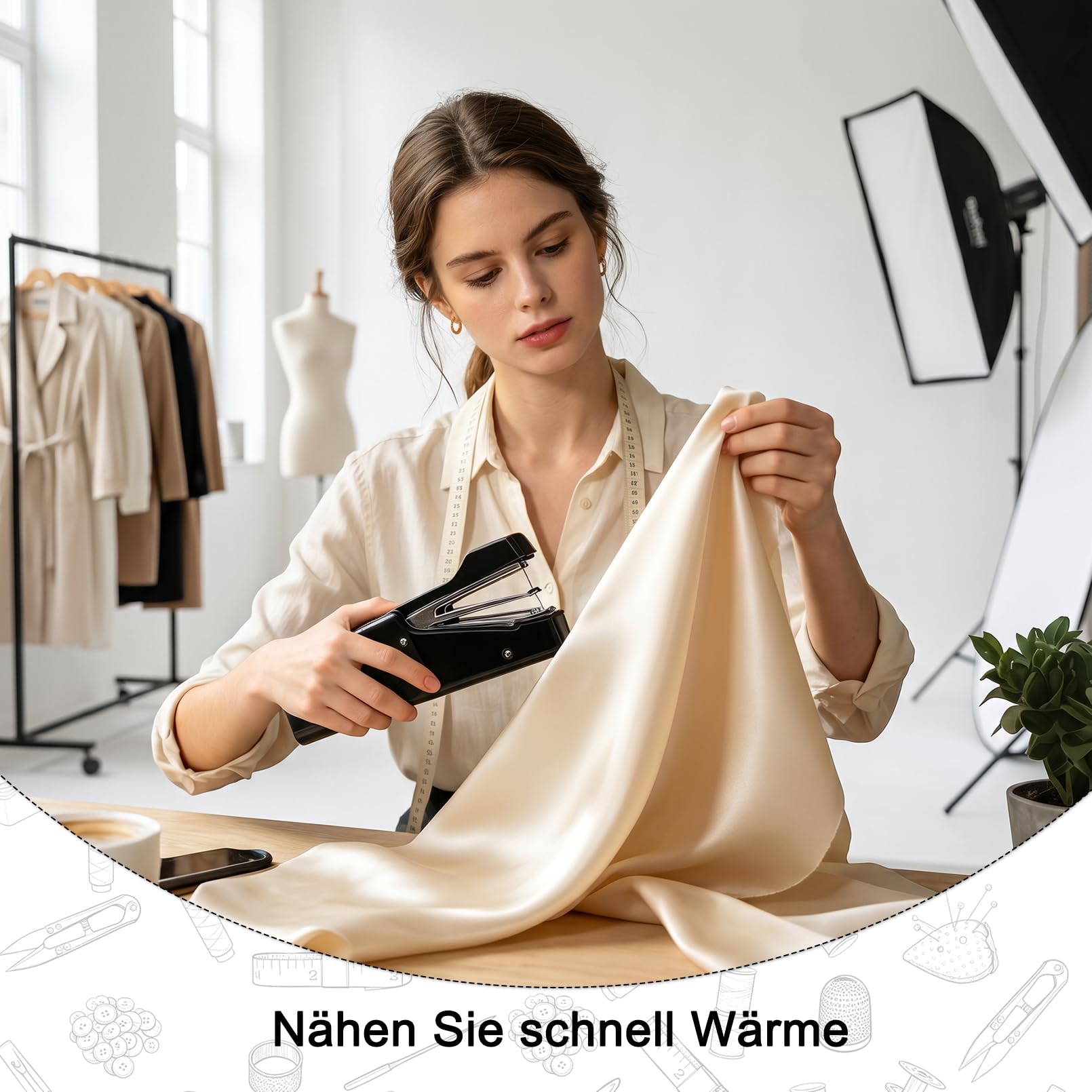 BRICH Portable Handheld Sewing Machine with Black Storage Box 125-Piece Sewing Kit - Compact Cordless Design Ideal for Adults and Beginners - Essential for Quick Home Clothing Repairs and Alterations