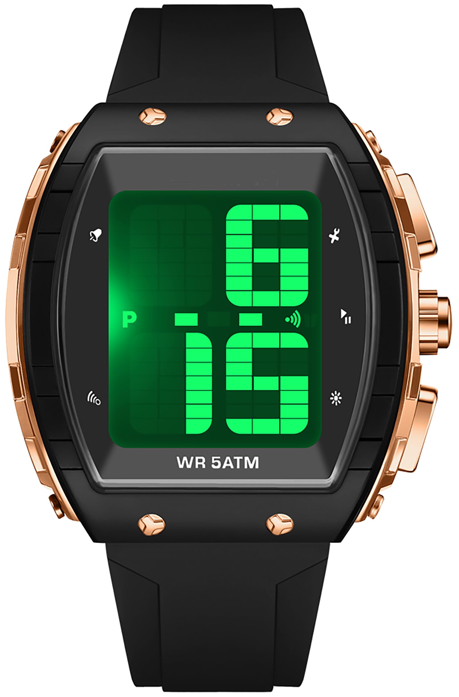 Elderly man listening to the watch announce time