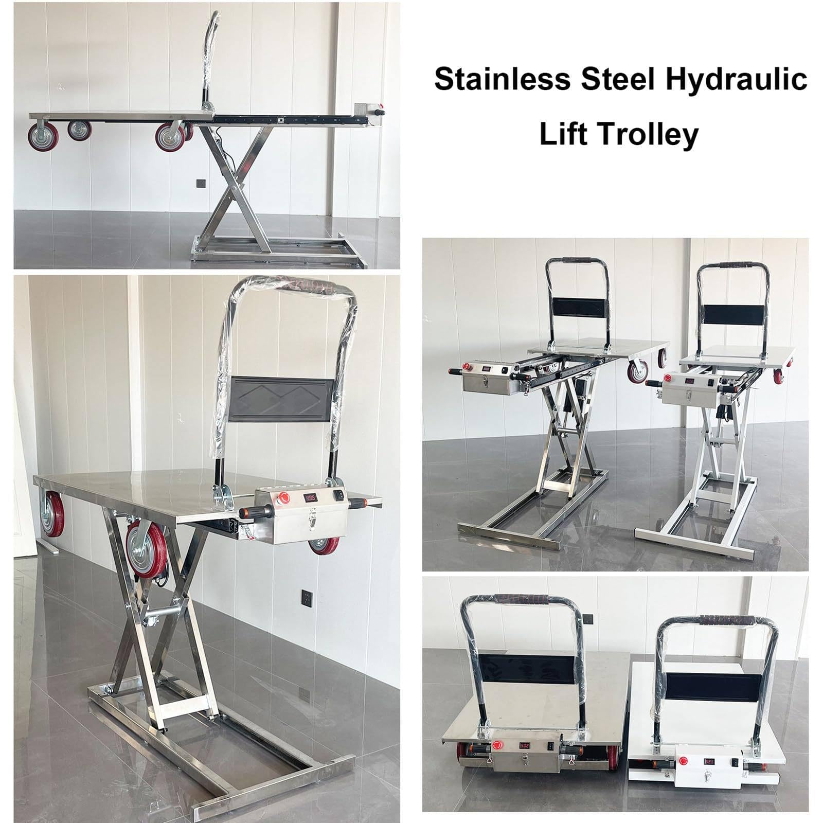 Carrello a Forbice con Tavolo elevatore Idraulico, elevatore Mobile Elettrico a 4 Ruote per la movimentazione dei Materiali, capacità 300 kg, Altezza di Sollevamento
