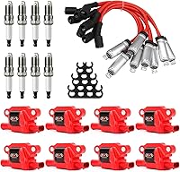 Vista 1 de SPARKWHIZ Juego de 8 bobinas de encendido cuadradas UF413 y juego de bujías y cables de platino, repuesto para UF413 D510C 5C1554, compatible