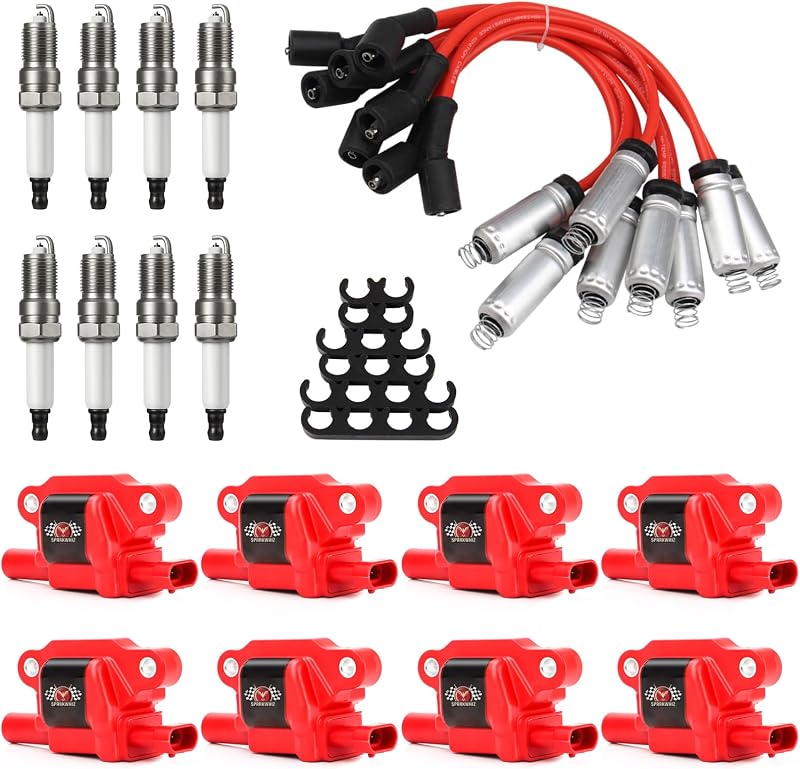 Kit de bobinas de ignição UF413 SPARKWHIZ com velas e cabos – Conjunto com 8