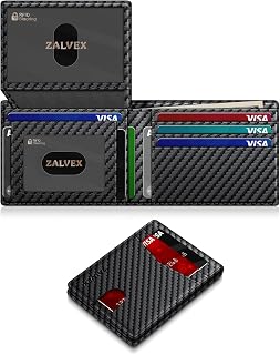 ZALVEX Slim RFID Blocking Leather Wallet for Men - 14 Card Slots, 2 ID Windows, Cash Slot, Minimalist Bifold Everyday Carry