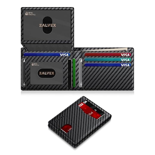ZALVEX Wallet for Men Slim RFID Blocking Leather Credit Card Holder Wallet