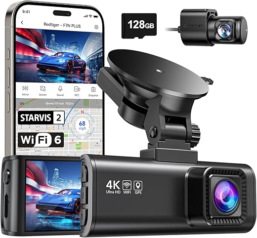 REDTIGER F7NP 4K Dual Dash Cam with Wi‑Fi & GPS