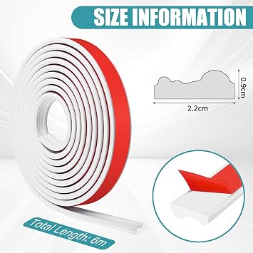 Wall Moulding Trim Peel and Stick Wall Moulding Panels Self-Adhesive Flexible Dado Rail for Home DIY Decoration, Wall Paneling Strips Protector, Cabinet Border (White, 22mm×6m)