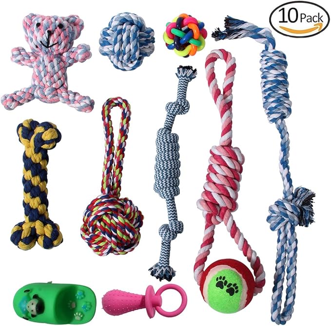 Pet Supplies KEMUG Dog Rope Toys Dog Toy Set 10 Pack Dog Teething