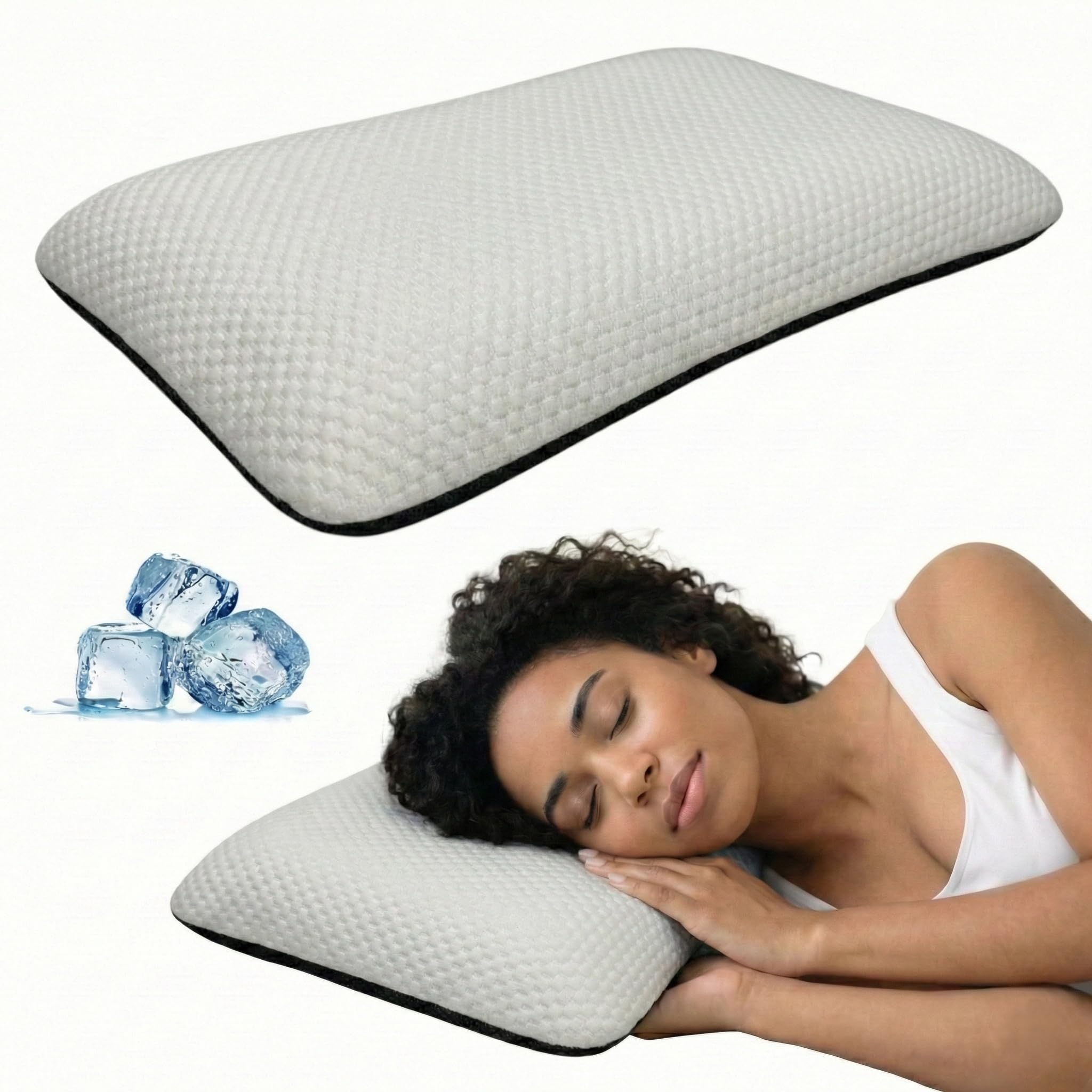 Blairmore Memory Foam Pillow,nek Pillow,Orthopedic Memory Foam Pillows Supports Neck Pain and Shoulder Pain for Sleeping, Ergonomic Cervical Pillow (White+milange Grey)
