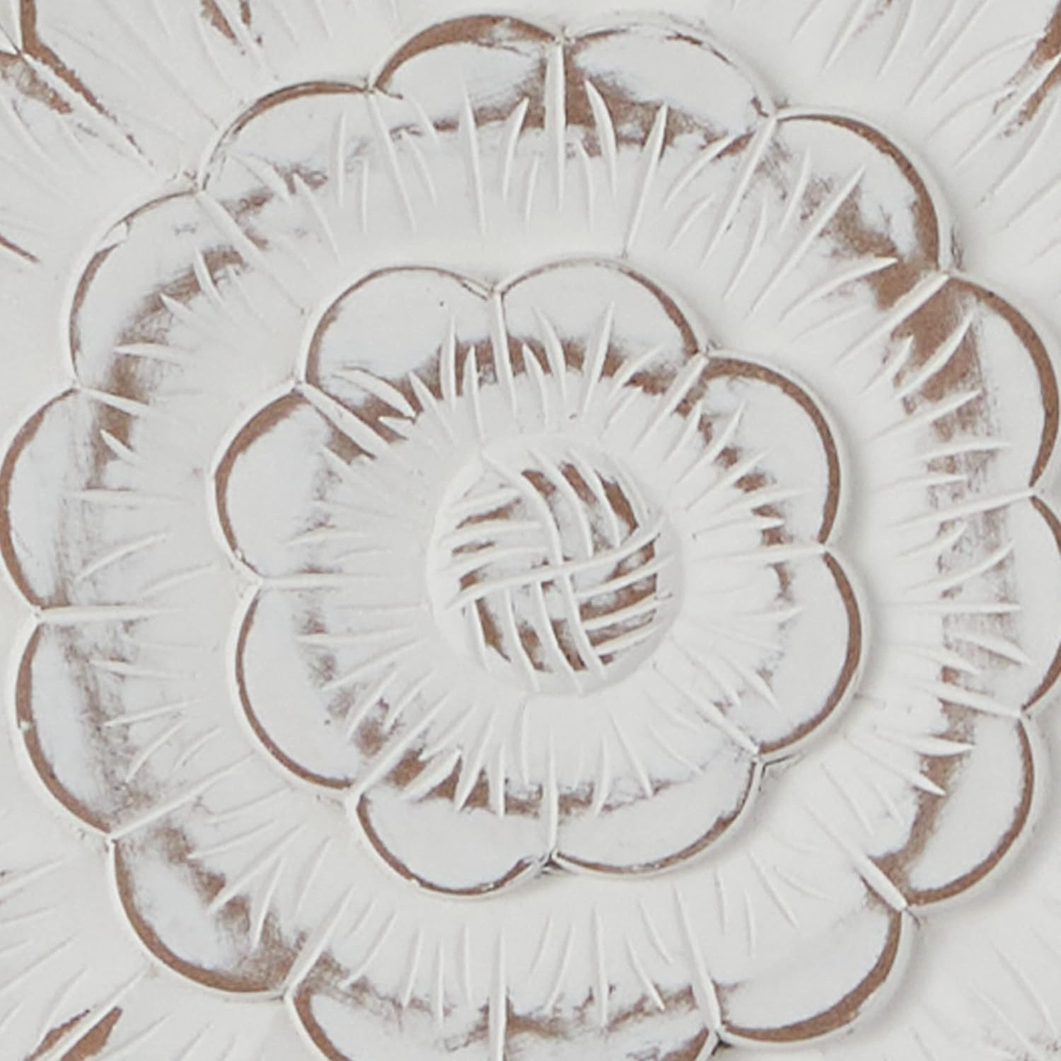 Deco 79 Wooden Floral Handmade Home Wall Decor Intricately Carved Wall Sculpture with Mandala Design, Set of 3 Wall Art 16" W, 48" H, White