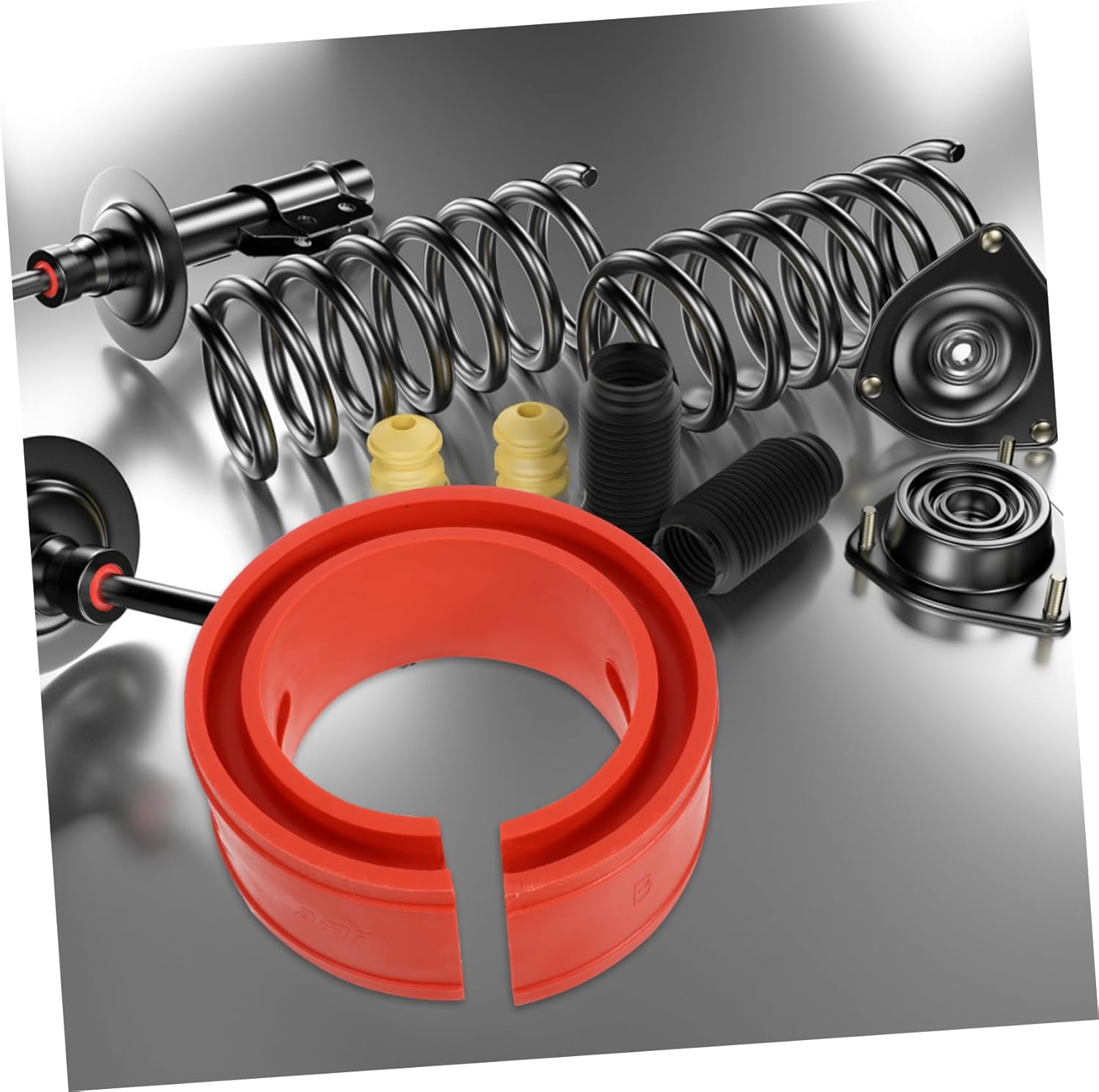 Cabilock Car Spring Buffers Red Spring Shock Absorber Spacer Auto Bumper Cushion Shock Absorption Effect