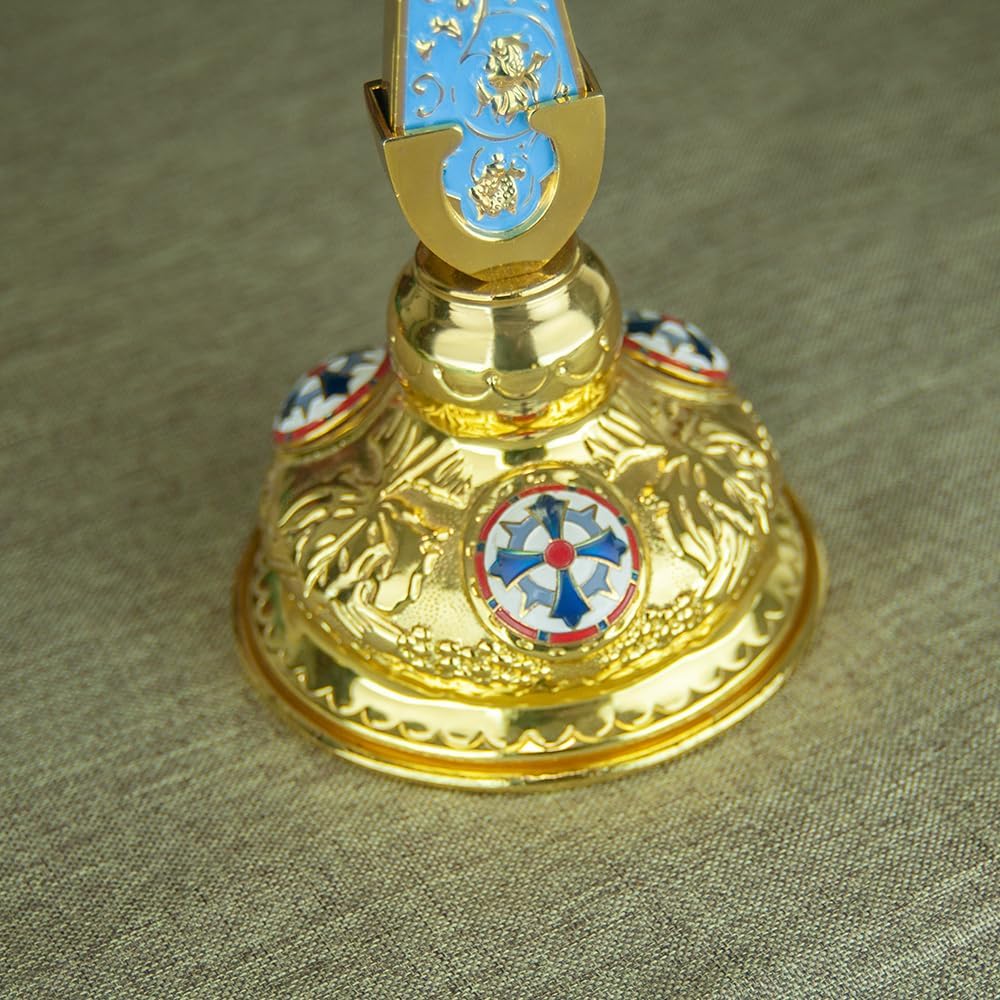 RZRHMUHN Orthodox Cross, Orthodox Standing Cross, Religious Gift, Desktop Decoration, Church Supplies, 13.4In*5.7In (Blue)