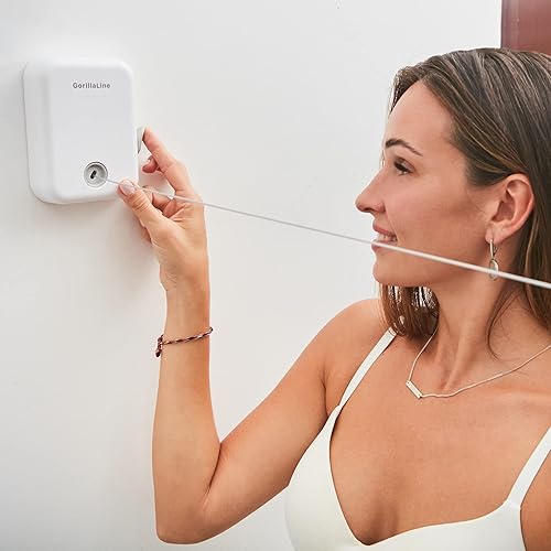 Miniatura 8 de GorillaLine - Línea de ropa retráctil para interiores y exteriores Línea de lavandería de secado de ropa resistente Línea de ropa de tendedero