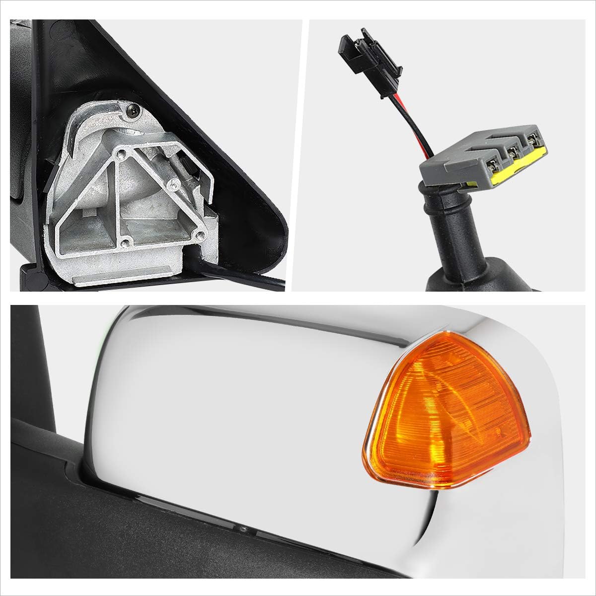 [Pair] Power Tow Towing Mirrors Side Mirrors w/Amber LED Signal Compatible with 94-97 Dodge Ram 1500-3500,Chrome
