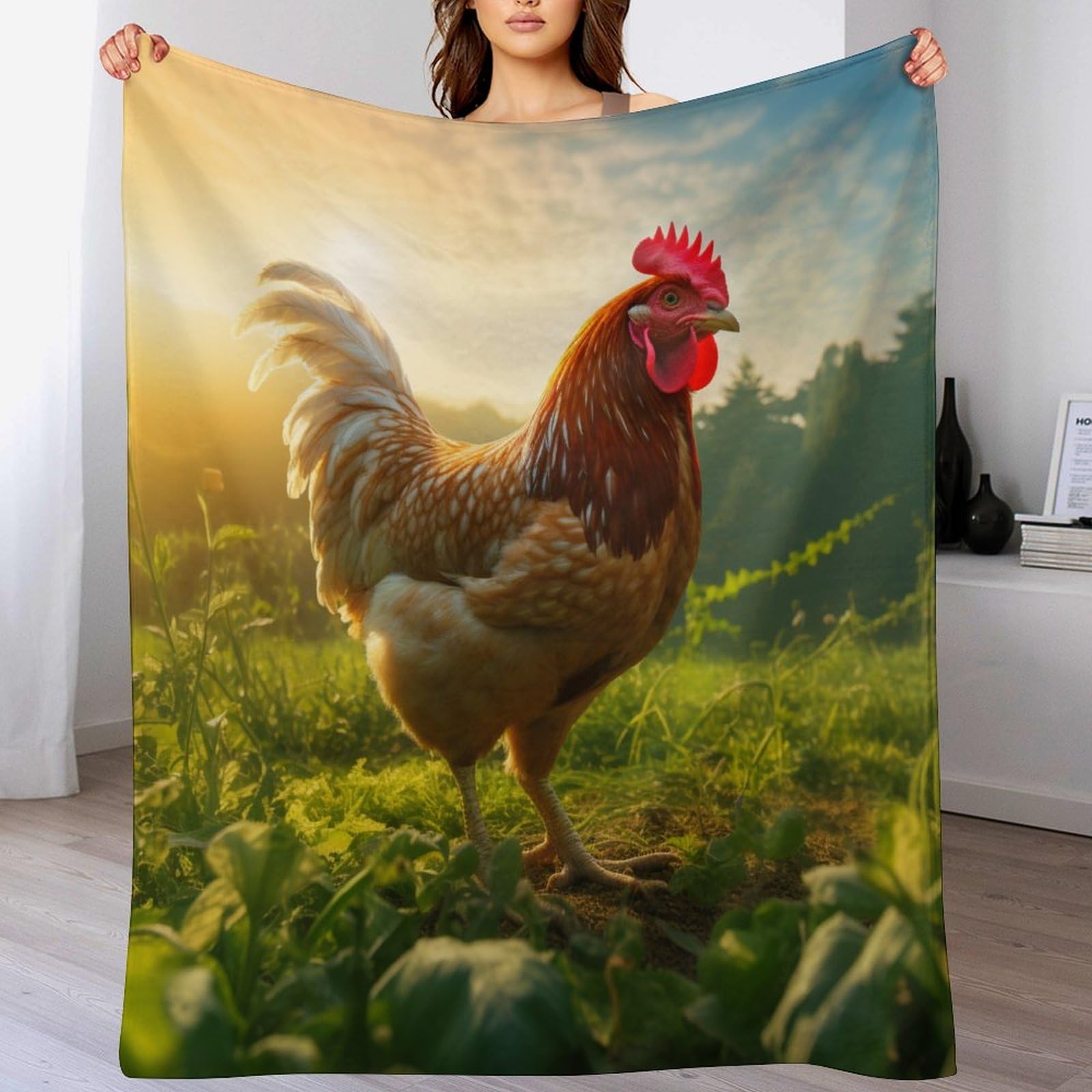 Couverture en flanelle poulet pour cocooning sur le canapé et nuits fraîches 150x200cm