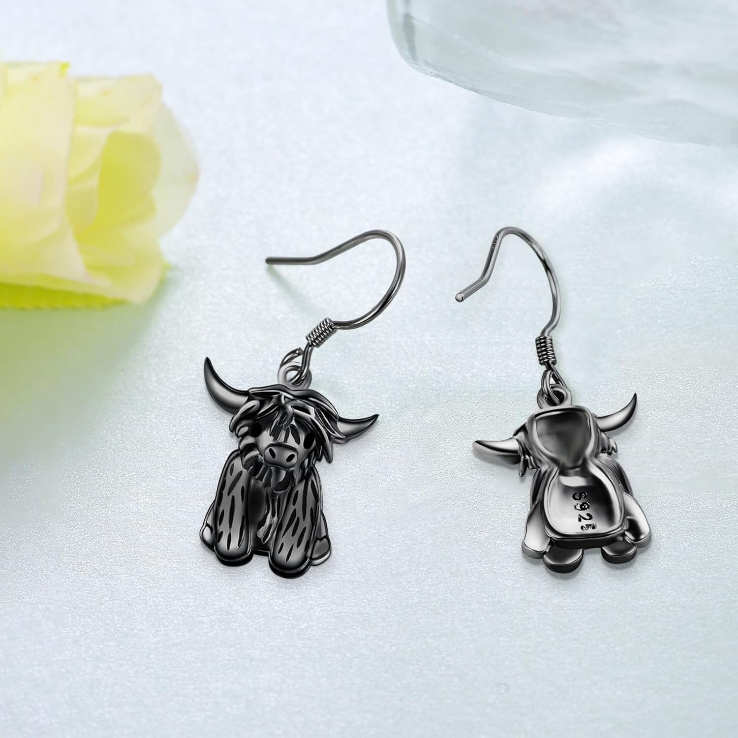 Highland Cow Earrings 925 Sterling Silver Cow Earrings Cute Animal Jewelry Gifts for Girls Daughter Birthday Gifts