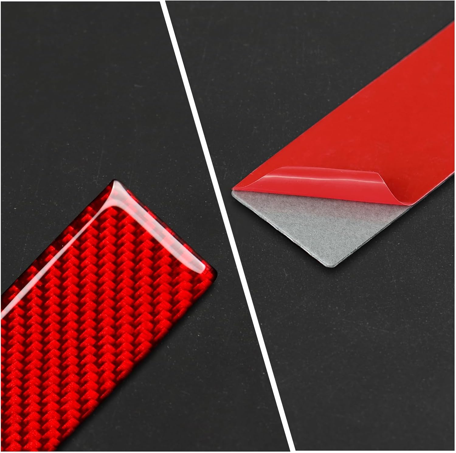 Car Dashboard Co-Pilot Instrument Panel Strip Carbon Fiber Trim Decoration Interior Cover Accessories for Ford Ranger XLT Lariat XL 2015 2016 2017 2018 2019 2020 2021 2022 2023 Red