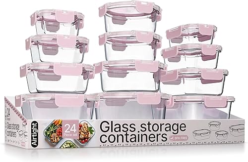 Vista 16 de Bakken - Recipientes de vidrio de borosilicato para almacenamiento de alimentos con tapas, 24 piezas, sin BPA, apilables para almuerzo y sobras, Azul