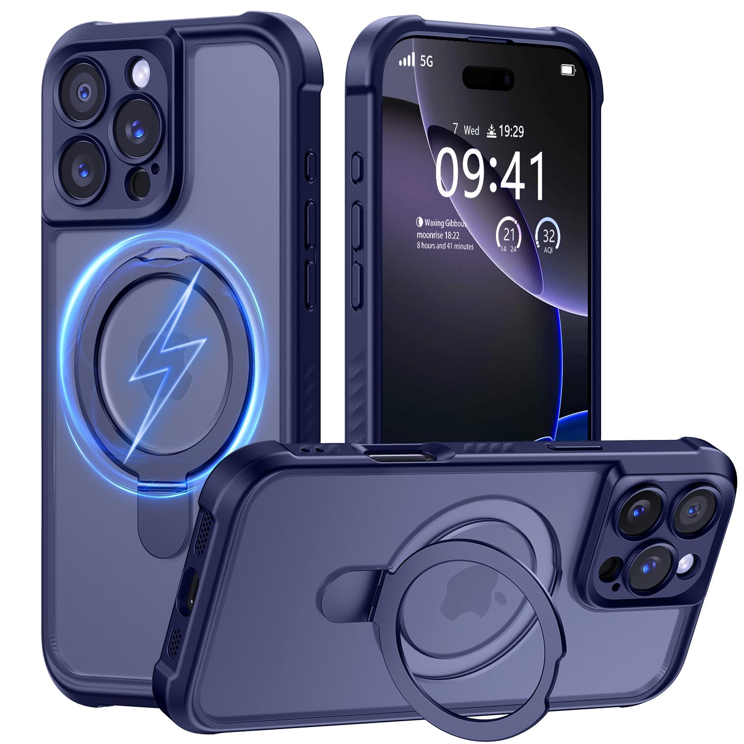 MOCCA Magnetic for iPhone 16 Pro Max Case with Stand,Deep Blue