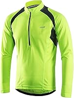 ARSUXEO Men's Long Sleeve Half Zip Cycling Jersey 6031 - Breathable Mesh MTB Shirt with Pockets & Reflective Safety