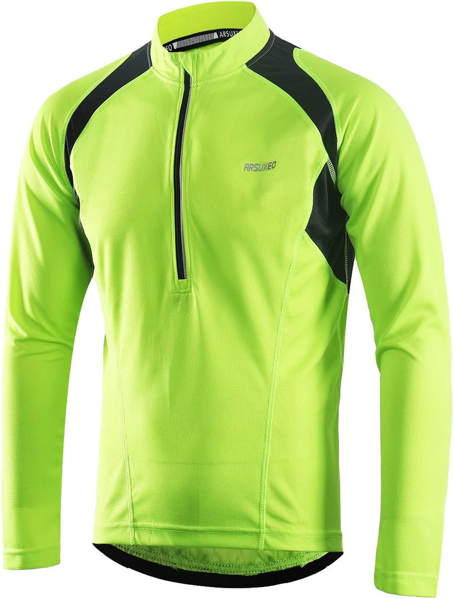 Cycling Jersey Mens Long Sleeve Mountain Bike Jersey Half Zipper Cycling Top Clothing 6031
