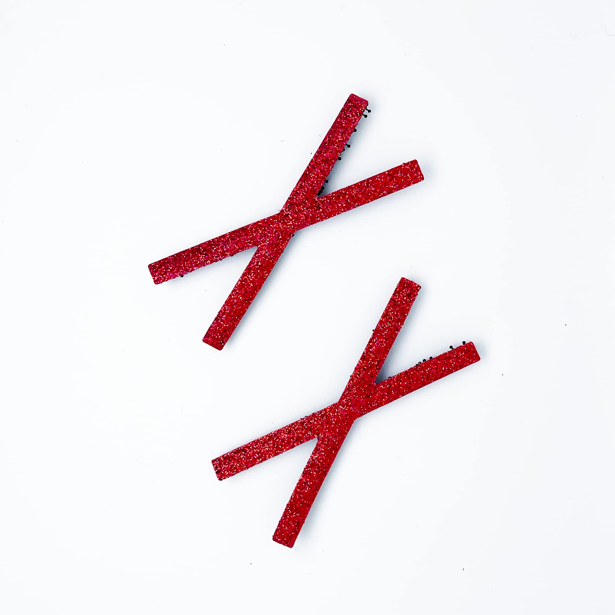 KAMIPITA Glitter Cross(X),Glittery material sparkling cutely) Non-marking Hair Clip, Hairpins