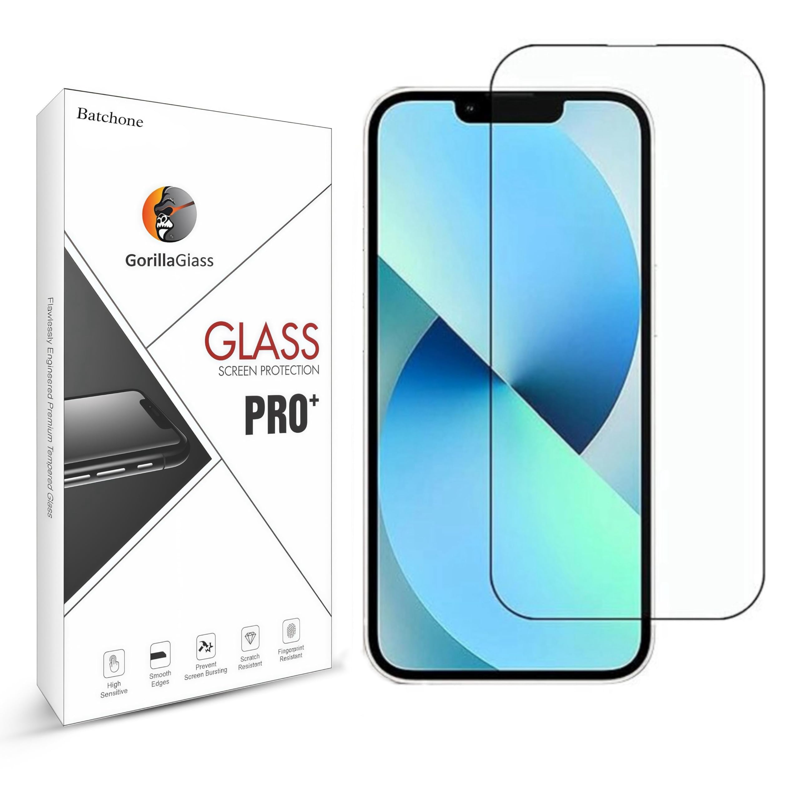 BATCHONE Tempered Glass Screen Protector Compatible for iPhone 13/13 Pro/14 (Black) with Edge to Edge Coverage and Easy Installation kit-picture-15