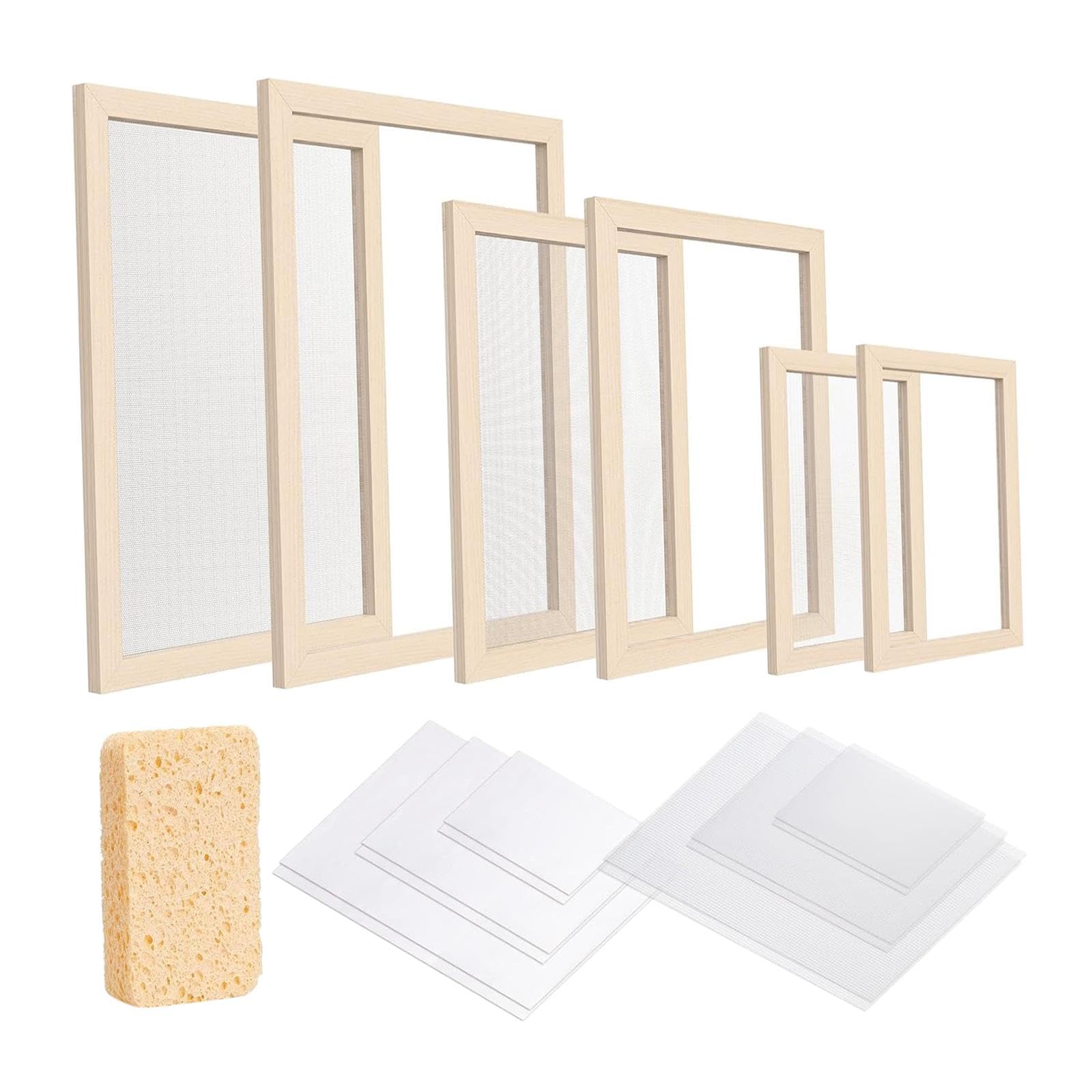 perfk Kit de de Madera para Hacer Papel (tamaños A4, y A6), Herramientas educativas con Papeles absorbentes, Ideal para Crear Pantallas para