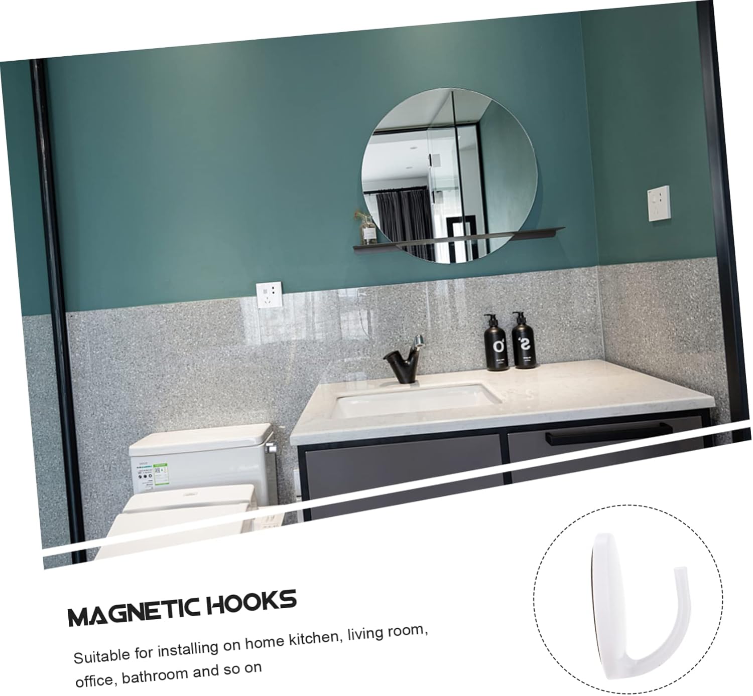 16 Pcs Kitchen Utensils Kitchen Round Hanger Refrigerator for Decorations Strong Hanging Tool Teahouse Cabinet Any Towel Racks (Blancx5pcs 4.4X4.4X2.7CMx5pcs)