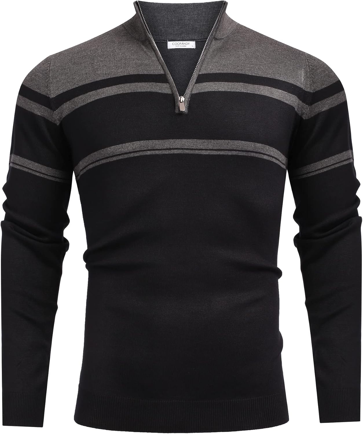 COOFANDY Men's Quarter Zip Up Sweaters Slim Fit Lightweight Mock Neck Pullover Casual Polo Sweaters